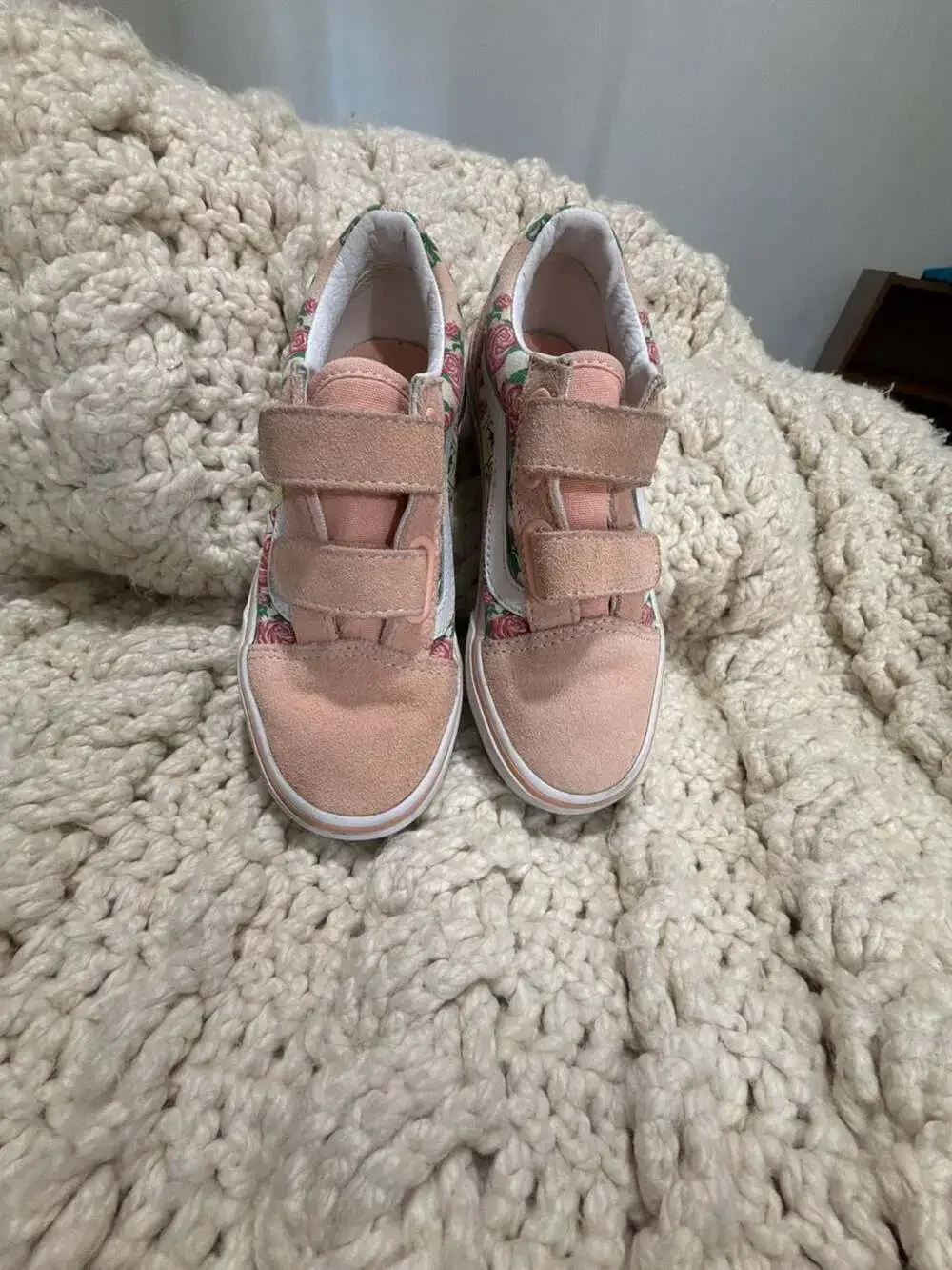 Vans Kids Toddler Sneakers Peach Frog and Rose Floral Print Kids Size 13